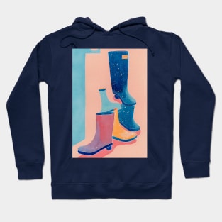 Idle Wellies Watercolor Painting Design Hoodie